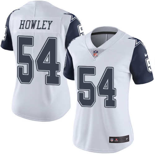 Women's Limited Chuck Howley Nike Jersey White - #54 Rush NFL Dallas Cowboys